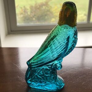 Vintage Avon Blue Glass Parrot Figurine (empty) Final Sale